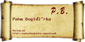 Pehm Boglárka névjegykártya